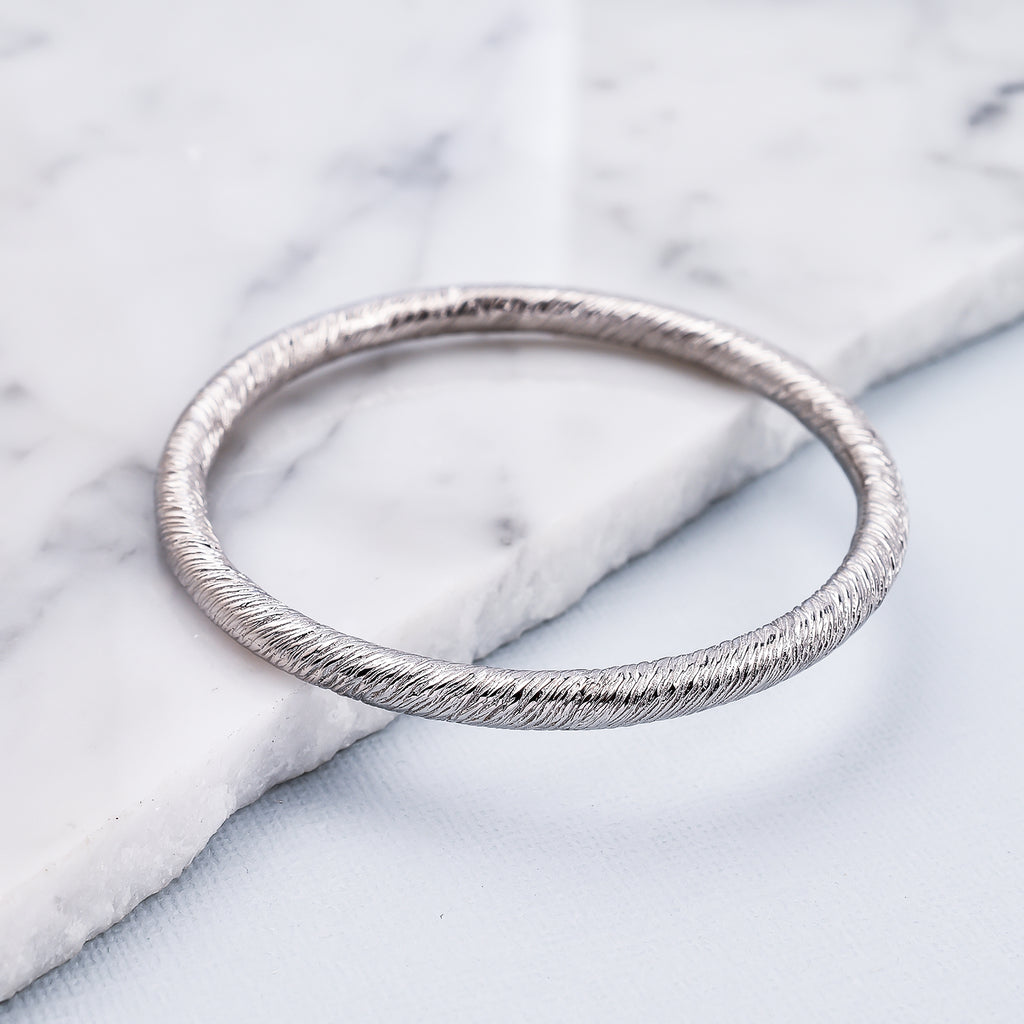 RACHEL GALLEY Rhodium Overlay Sterling Silver Bangle (Size 7.5), Silver Wt. 37.00 Gms_3496123_1