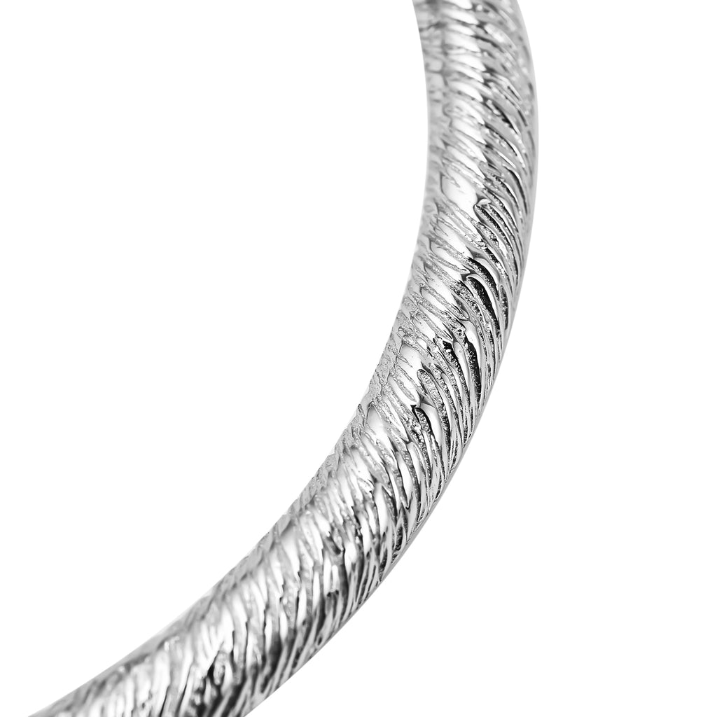 RACHEL GALLEY Rhodium Overlay Sterling Silver Bangle (Size 7.5), Silver Wt. 37.00 Gms_3496123_3