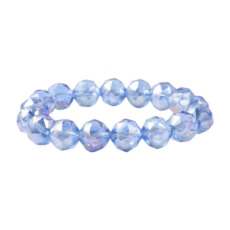 Simulated Blue AB Crystal Beaded Stretchable Bracelet 6.5 Inch 3512430 0