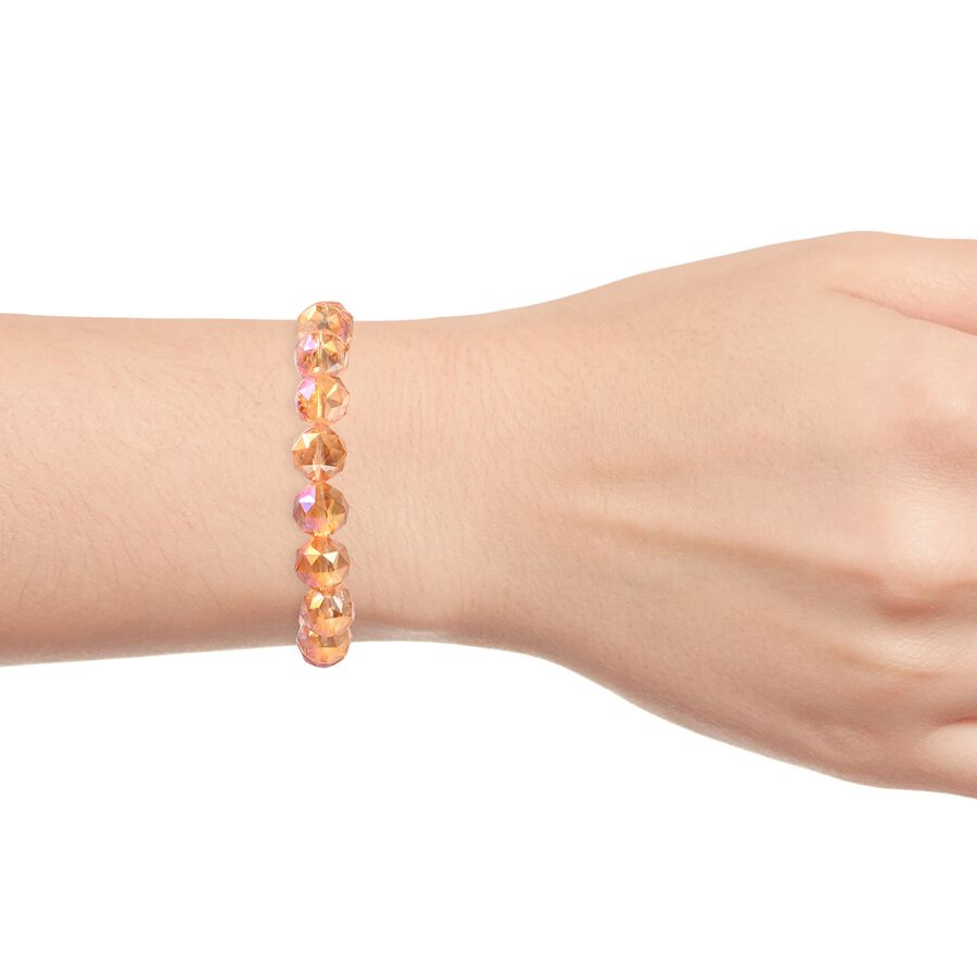 Champagne AB Crystal Beaded Stretchable Bracelet 6.5 Inch 3512431 1
