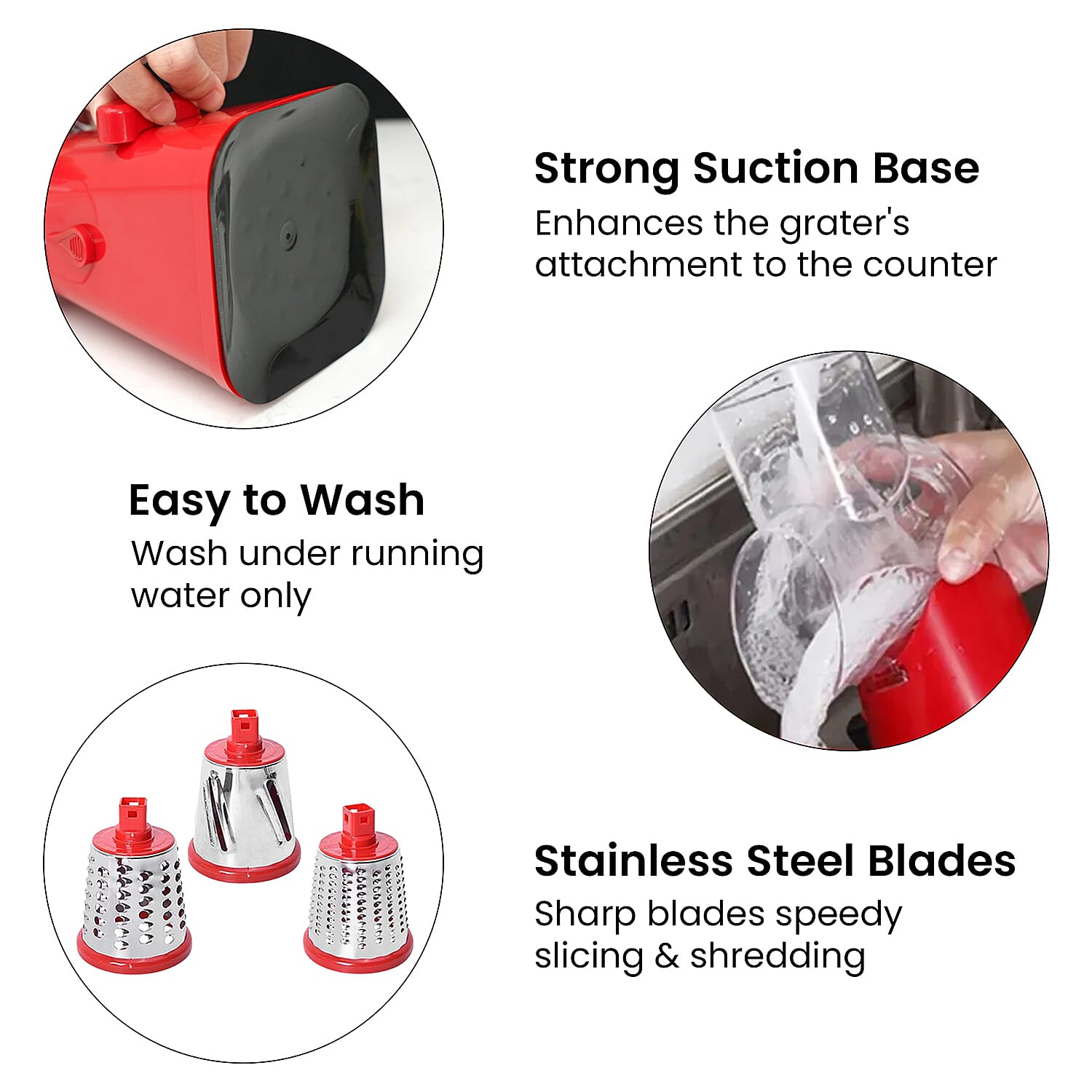 3-in-1 Easyway Rotary Cheese Grater, Vegetable and Fruit Slicer - Red 3528957 6