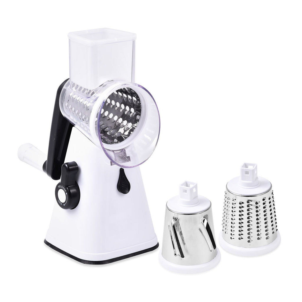 Whizzy Chopper - 3 in 1 Cheese. Vegetable and Fruit Slicer with One Slicing, Shredding and Grating Blade (Size 28x18x14 Cm) - White_3528958