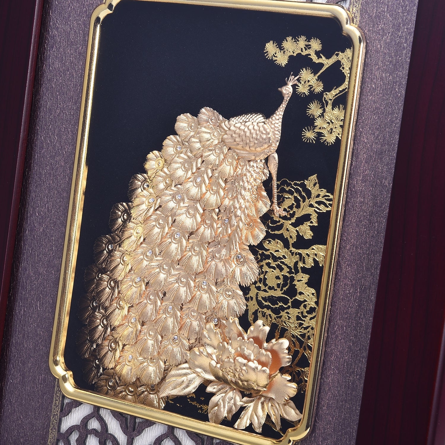 Home Decor - 24K Gold Plated Peacock Wooden Frame 3532928 3