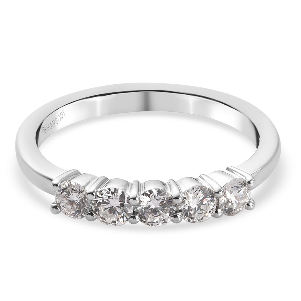 RHAPSODY 950 Platinum IGI Certified Natural Diamond (VS/E-F) 5 Stone Ring 0.50 Ct. 4.01 Gms_3555925