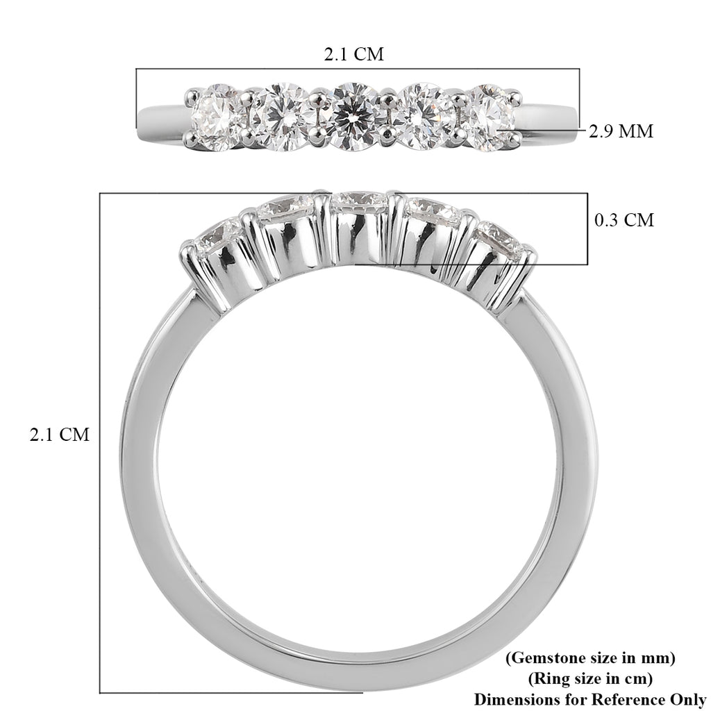RHAPSODY 950 Platinum IGI Certified Natural Diamond (VS/E-F) 5 Stone Ring 0.50 Ct. 4.01 Gms_3555925_5