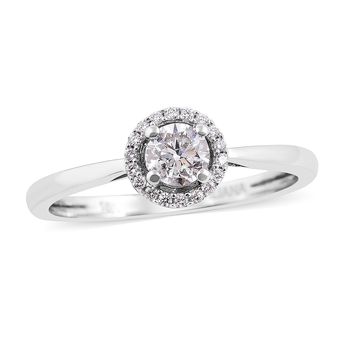 ILIANA 0.50 Ct Diamond Halo Ring in 18K White Gold 3 Grams IGI Certified SI GH 3562766 0