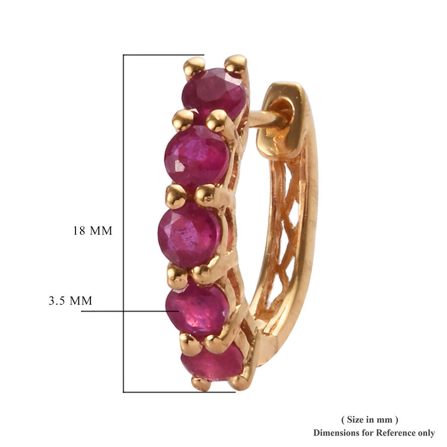 AA African Ruby Inside Out Hoop Earrings (with Clasp Lock) in 14K Gold Overlay Sterling Silver 2.00 Ct. 3568923 4