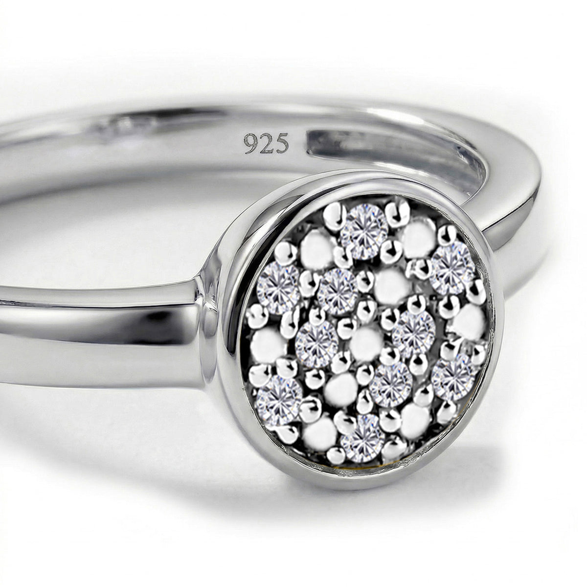 Diamond (Rnd) Ring in Platinum Overlay Sterling Silver V32513163 7