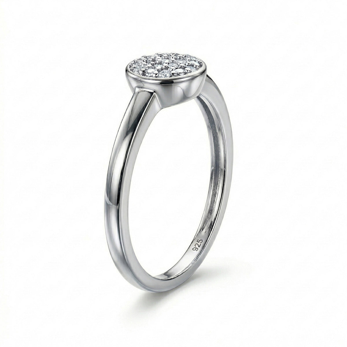 Diamond (Rnd) Ring in Platinum Overlay Sterling Silver V32513163 8