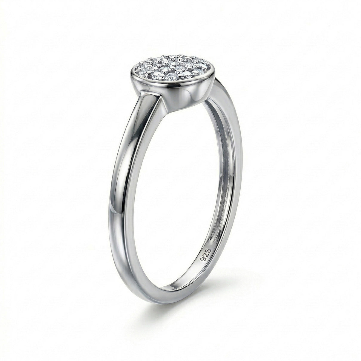 Diamond Ring in Platinum Overlay Sterling Silver V32513388 8