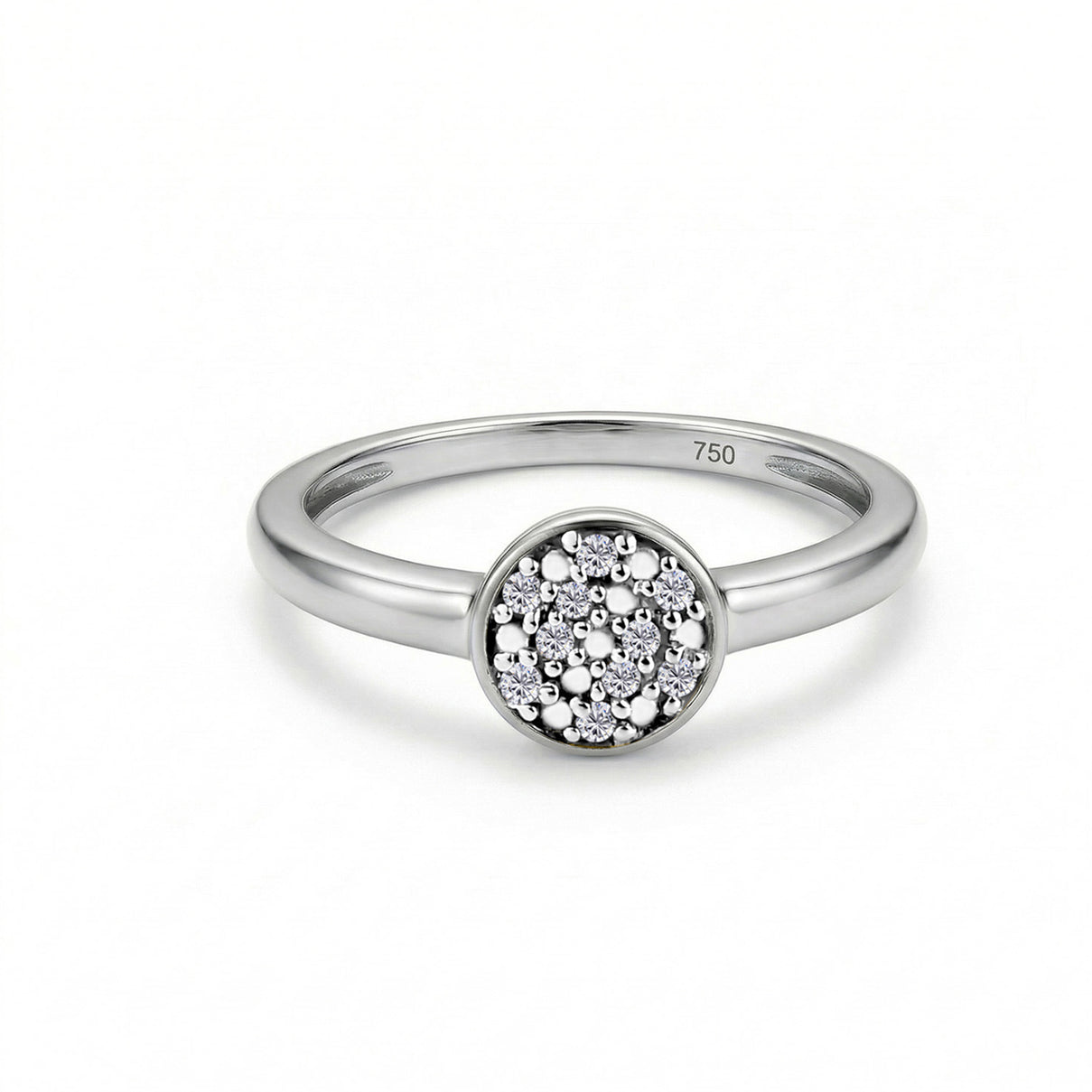 Diamond (Rnd) Ring in Platinum Overlay Sterling Silver 0.060 ct V32518371 0