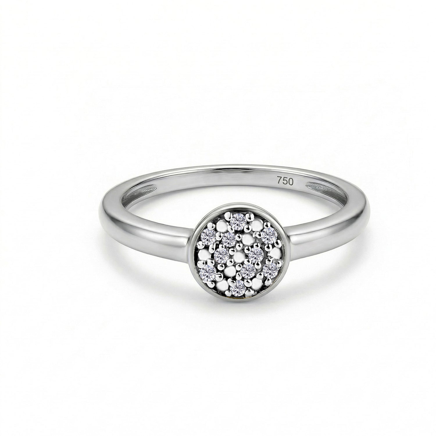 Diamond (Rnd) Ring in Platinum Overlay Sterling Silver 0.060 ct V32518371 0