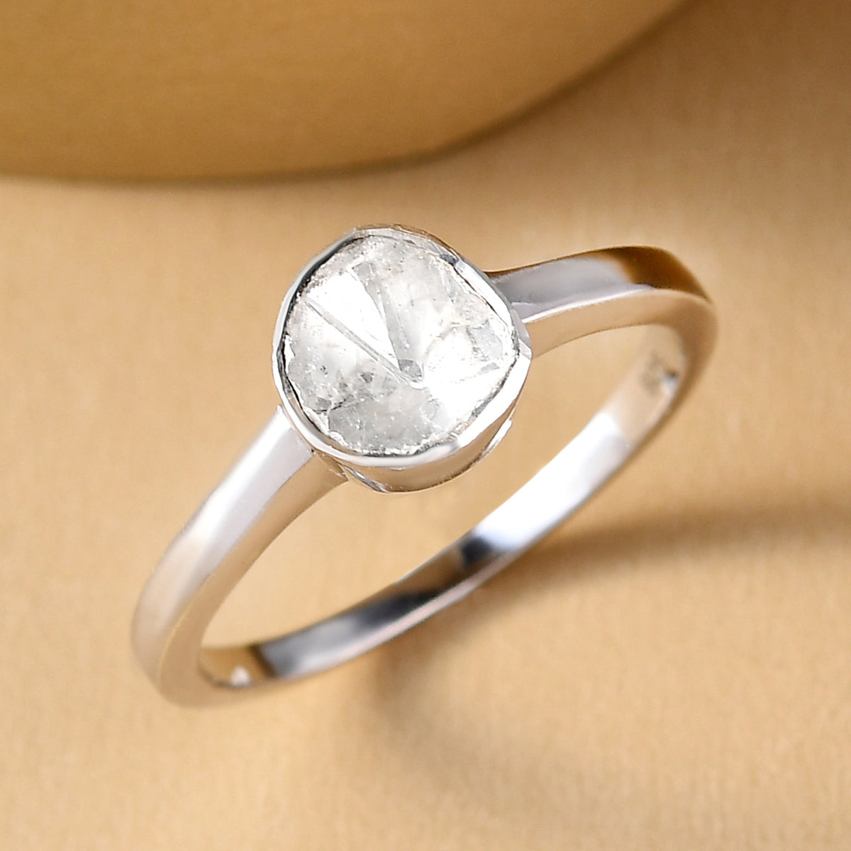 0.25 Ct Polki Diamond Solitaire Ring in Platinum Plated Sterling Silver 3577449 8