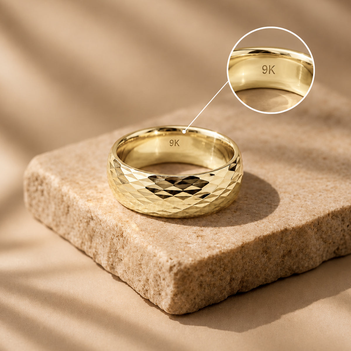 Vicenza Collection Diamond Cut Stackable Band Ring in 9K Gold 3584021 2