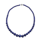 Lapis Lazuli (Rnd 6-17 mm) Graduated Necklace (Size 20) with Magnetic Lock in Rhodium Overlay Sterling Silver 250.00 Ct