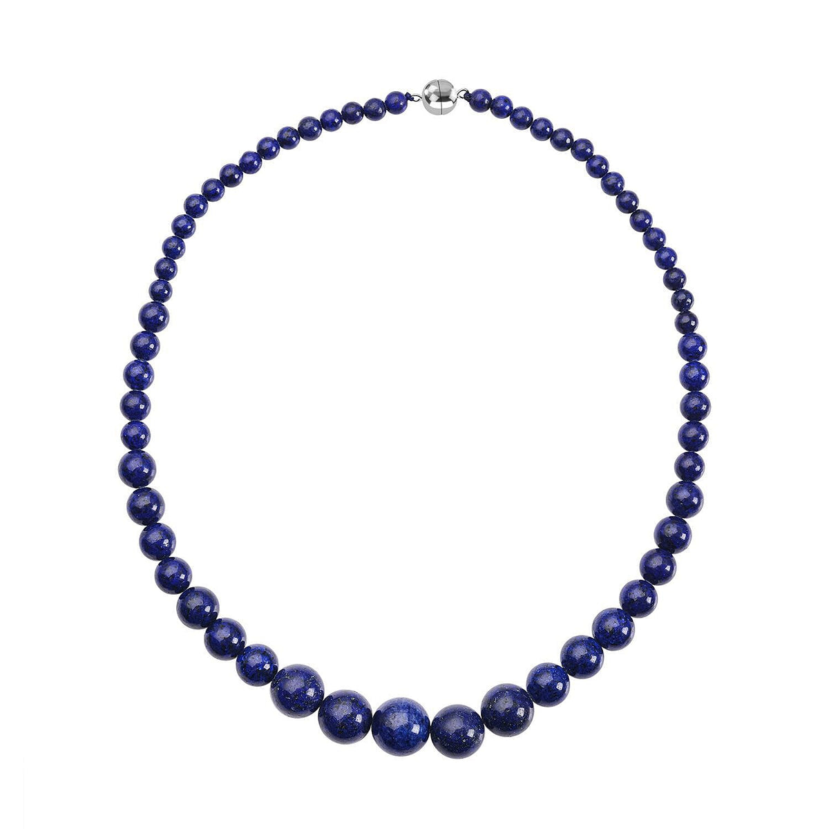 359.50 Ct Lapis Lazuli Beaded Necklace with Magnetic Lock in Rhodium Plated Silver 20 Inch 3416694 0
