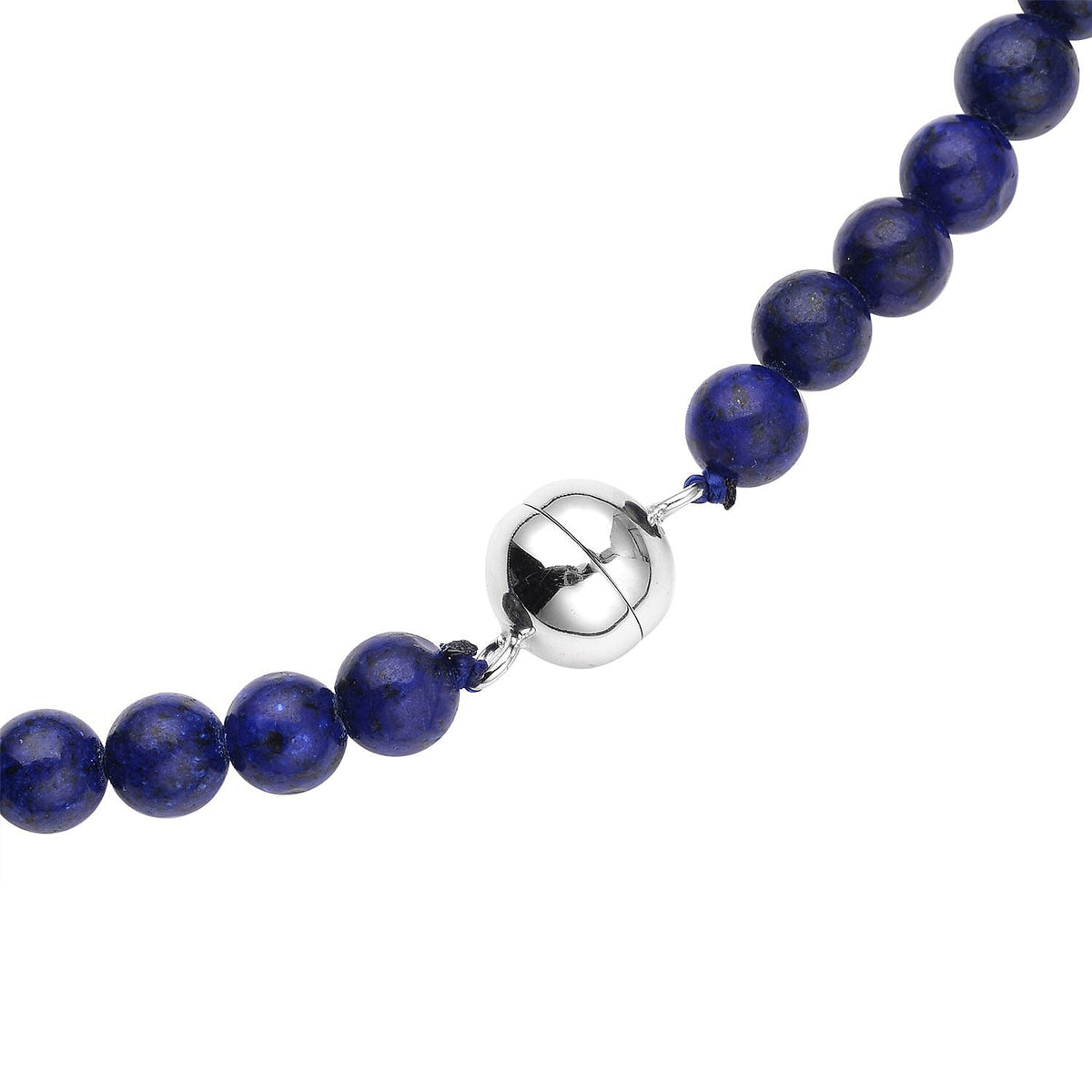 359.50 Ct Lapis Lazuli Beaded Necklace with Magnetic Lock in Rhodium Plated Silver 20 Inch 3416694 5