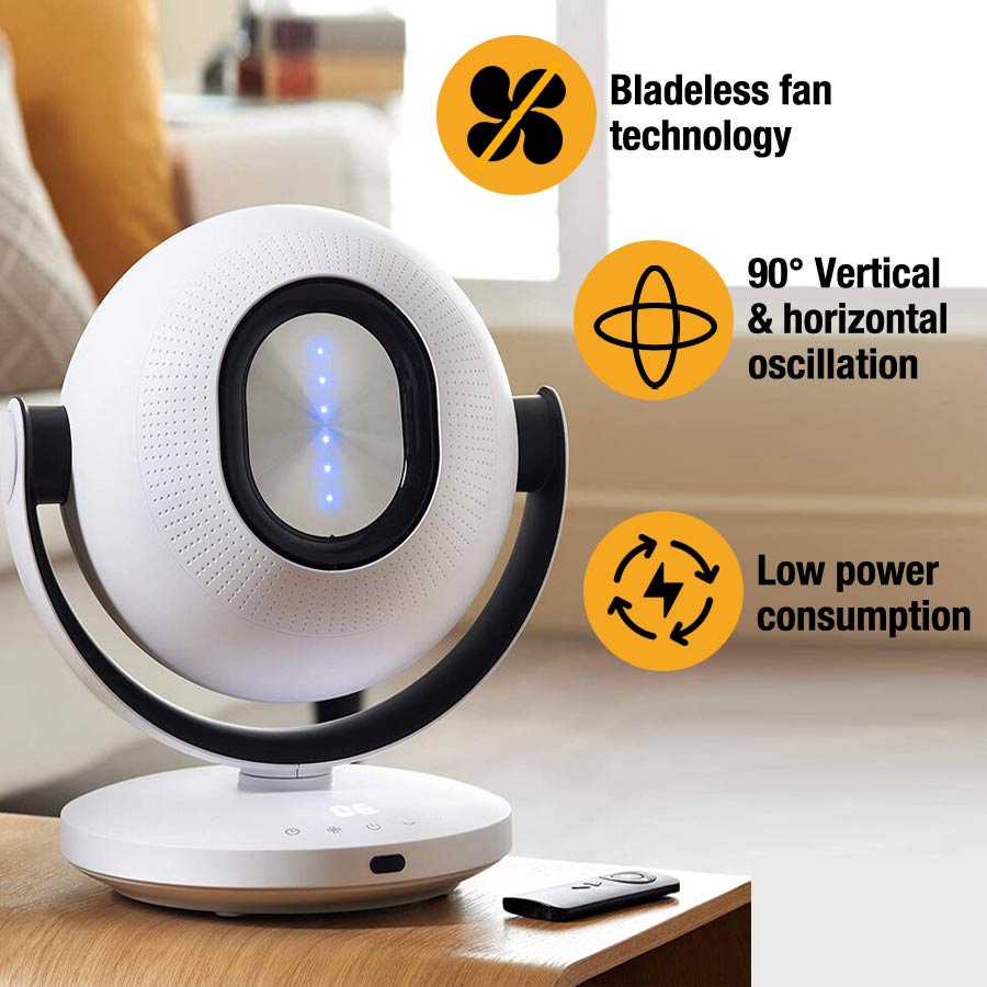 Tors + Olsson Air Pod Oscillating Bladeless Fan 6 Air Speeds Remote Control Touch Sensitive in White Colour 3597006 0