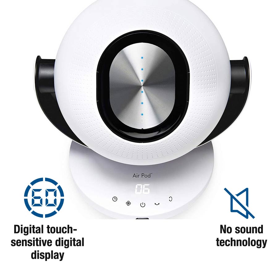 Tors + Olsson Air Pod Oscillating Bladeless Fan 6 Air Speeds Remote Control Touch Sensitive in White Colour 3597006 3