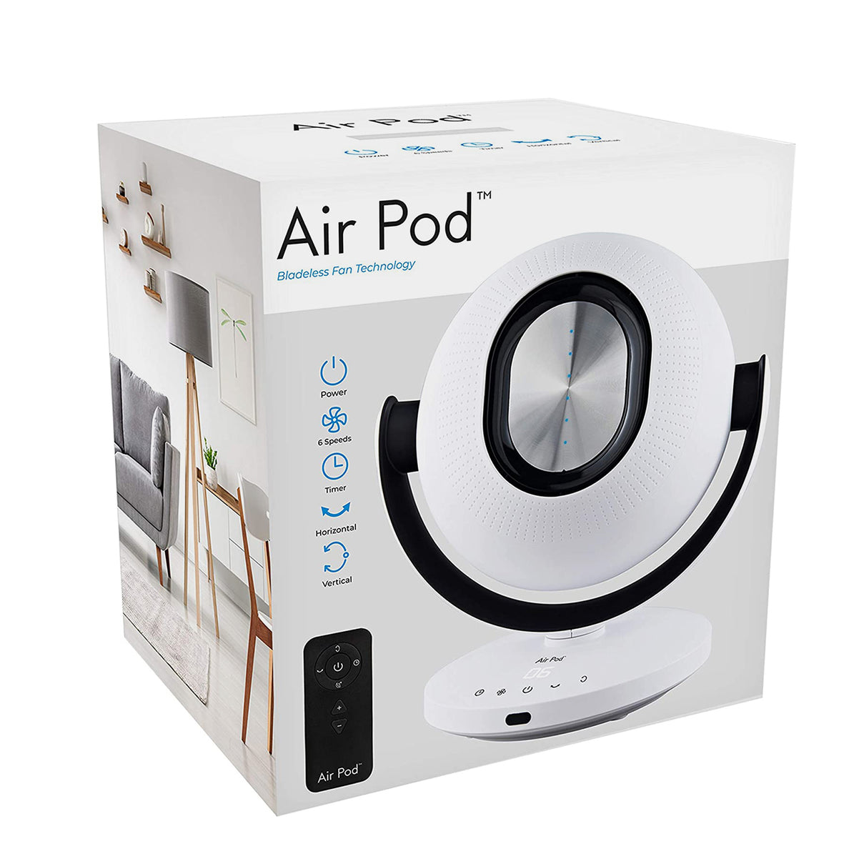 Tors + Olsson Air Pod Oscillating Bladeless Fan 6 Air Speeds Remote Control Touch Sensitive in White Colour 3597006 5