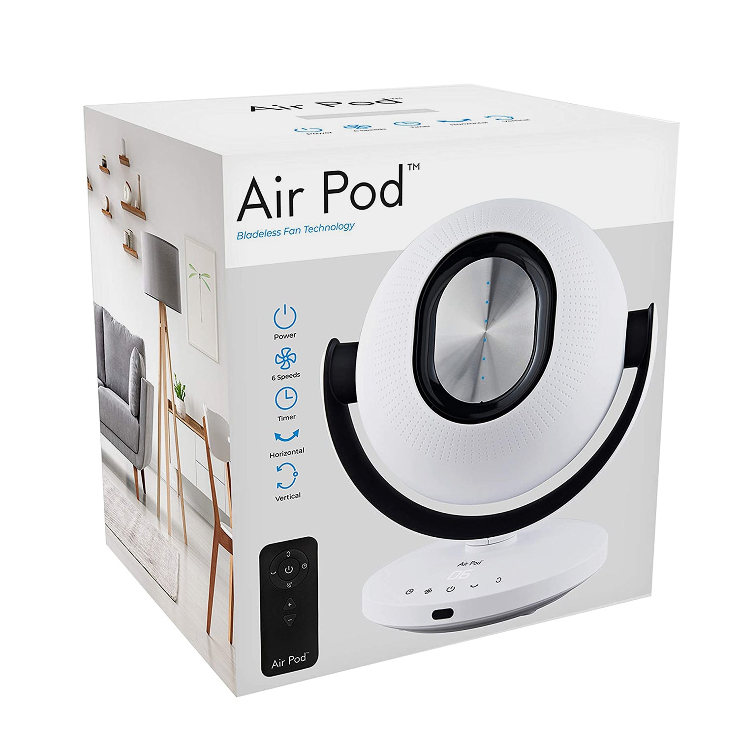 Tors + Olsson Air Pod Oscillating Bladeless Fan 6 Air Speeds Remote Control Touch Sensitive in White Colour 3597006 5