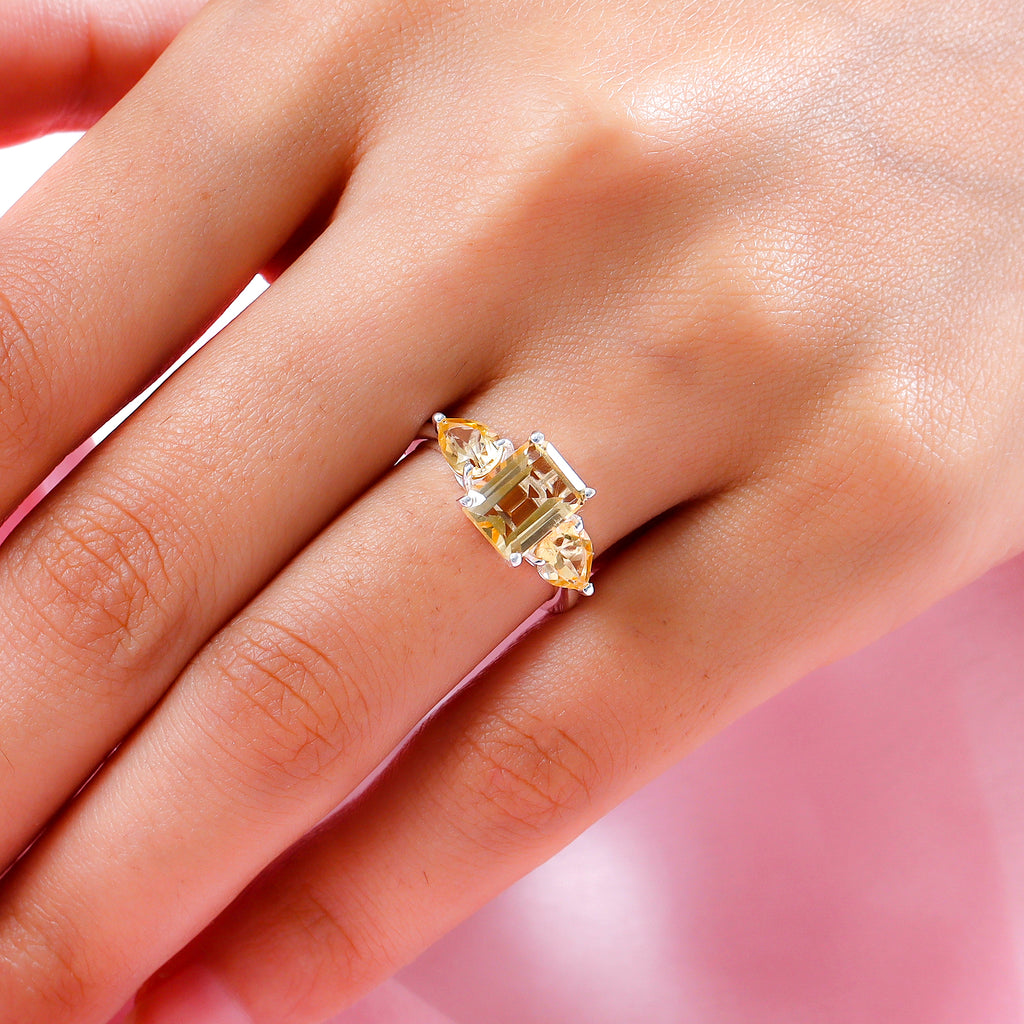 D'Joy - Citrine Three Stone Ring in Sterling Silver 3.53 Ct._3598461_1