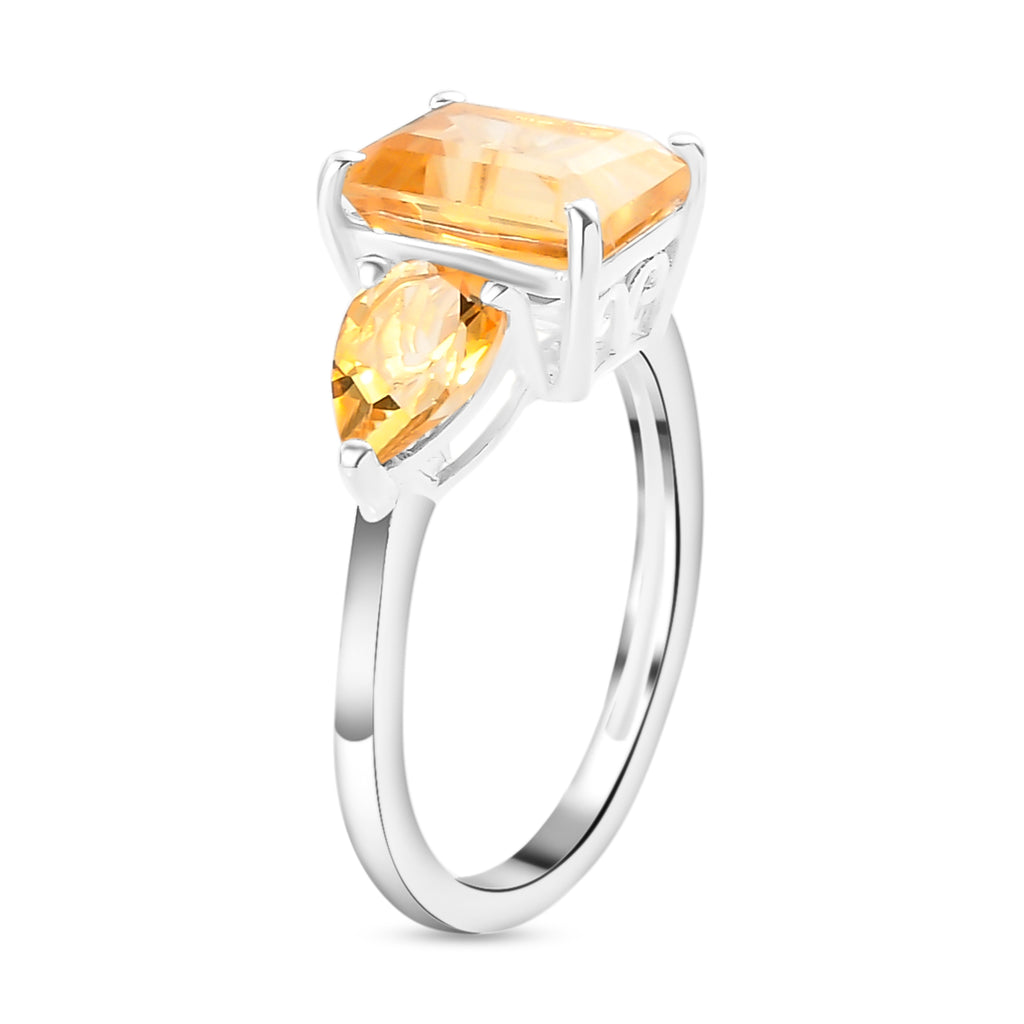 D'Joy - Citrine Three Stone Ring in Sterling Silver 3.53 Ct._3598461_5