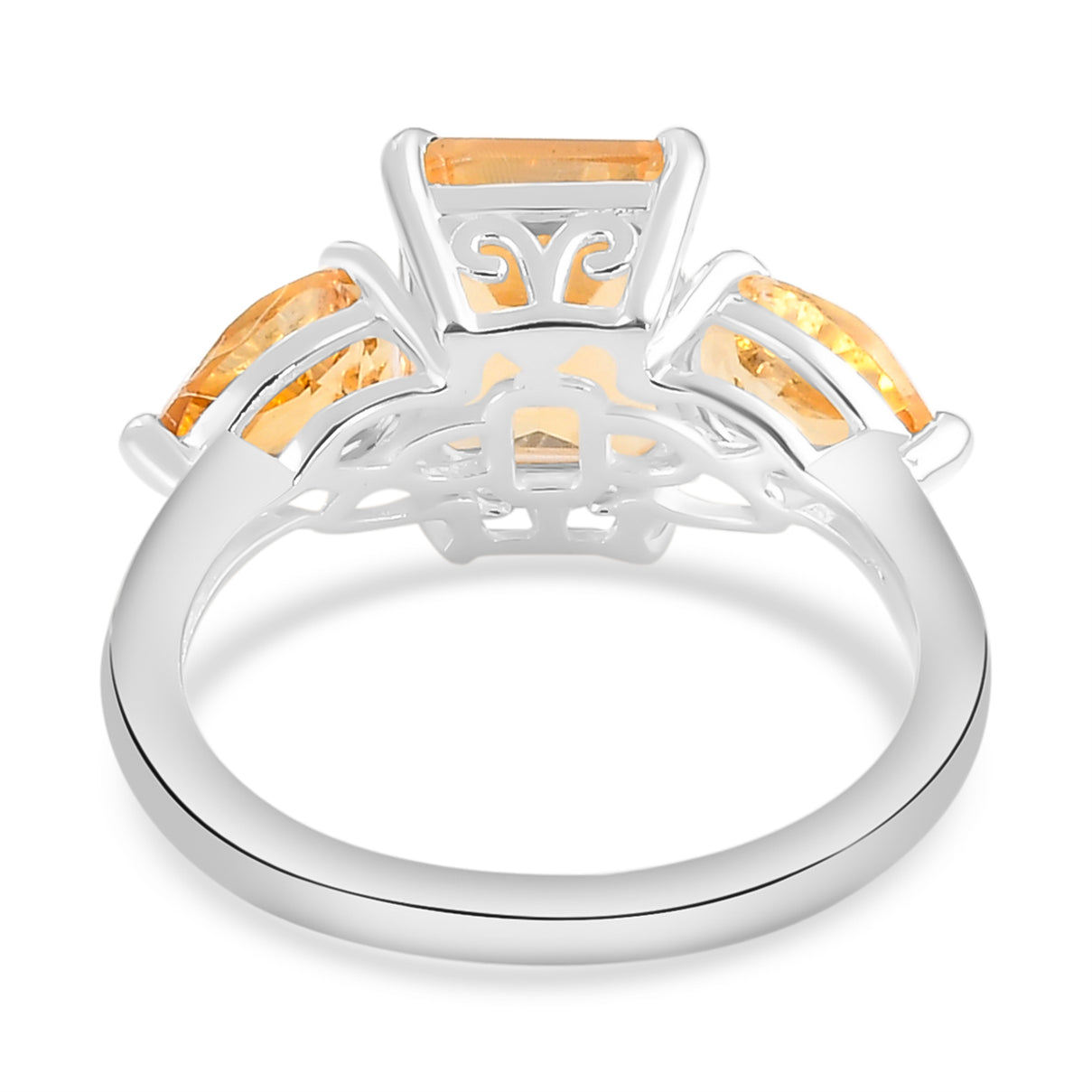3.53 Ct. Citrine Trilogy Ring in Sterling Silver V32489985 7