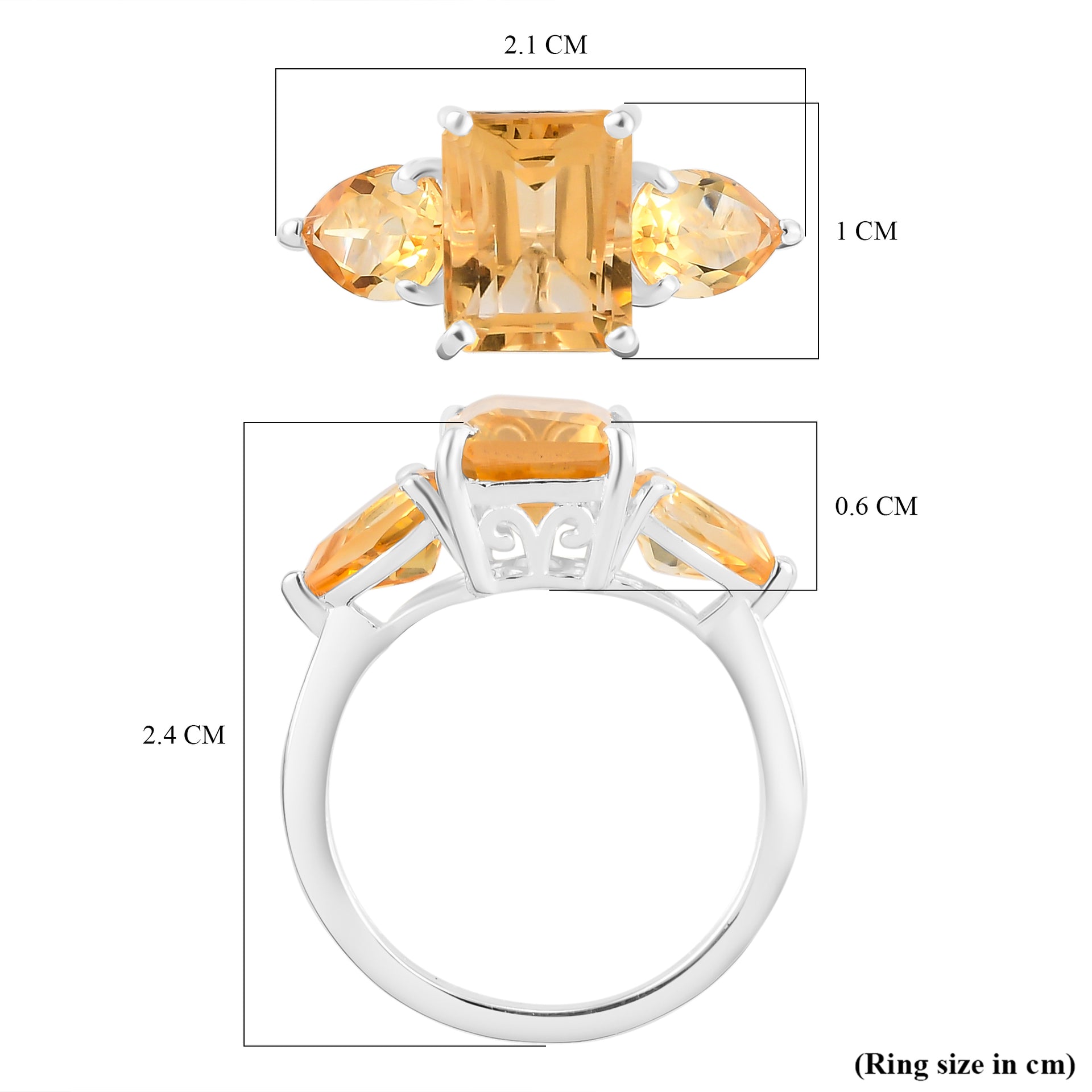 3.53 Ct. Citrine Trilogy Ring in Sterling Silver V32489985 8