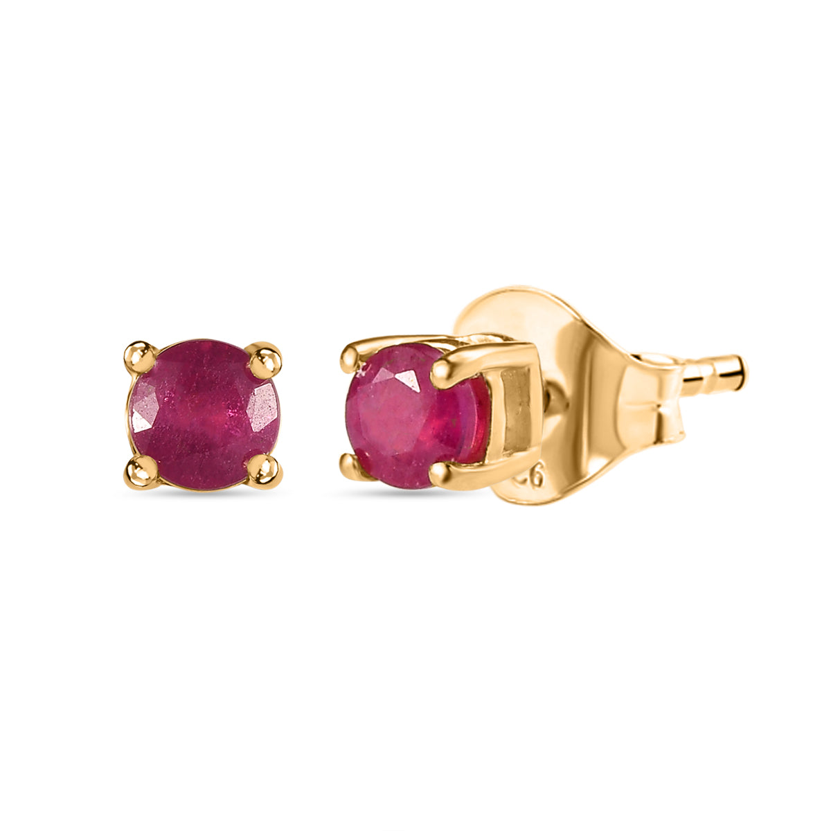 African Ruby Solitaire Stud Earrings with Push Back in 18K Vermeil Yellow Gold Plated Sterling SilverÂ  3599179 0