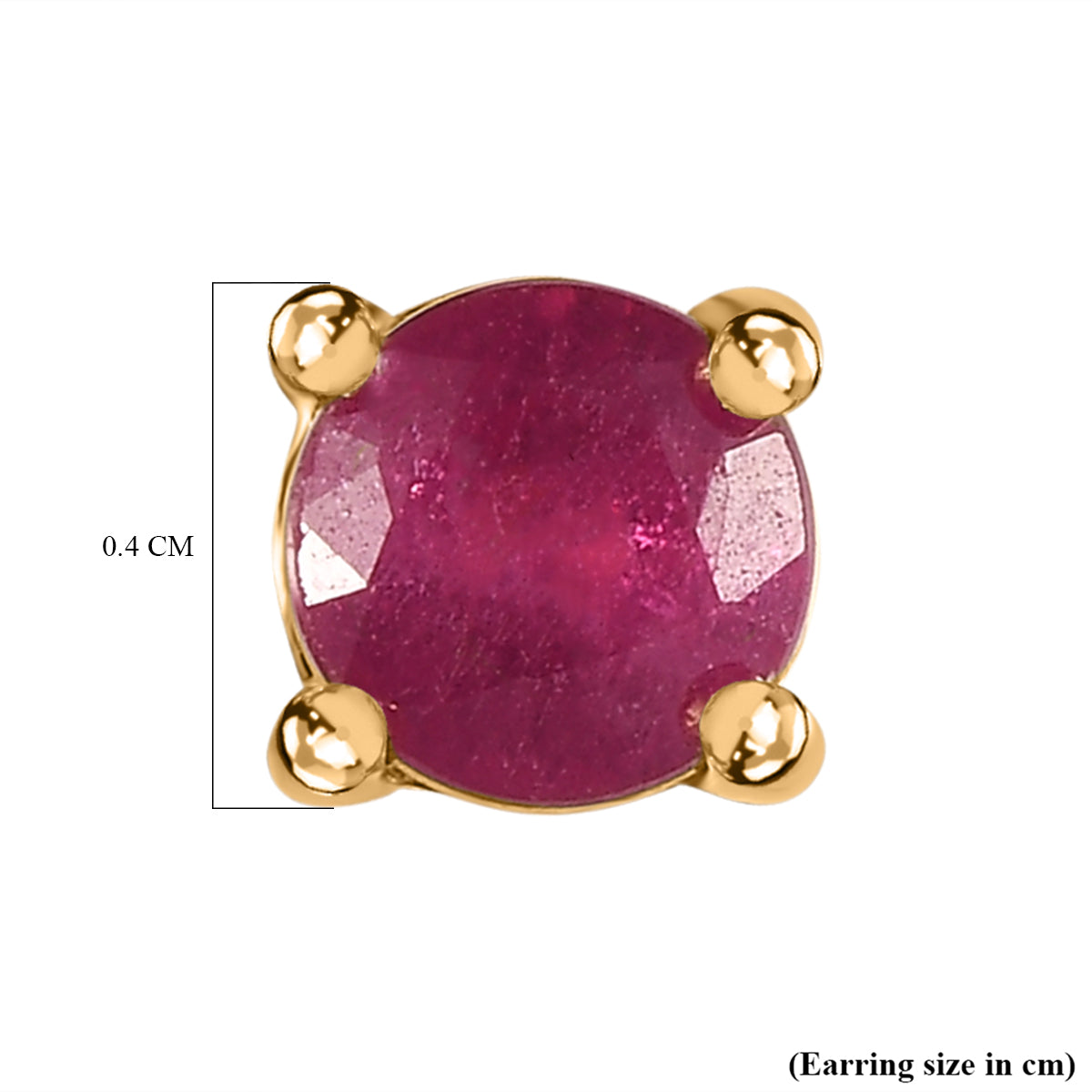 African Ruby Solitaire Stud Earrings with Push Back in 18K Vermeil Yellow Gold Plated Sterling SilverÂ  3599179 5