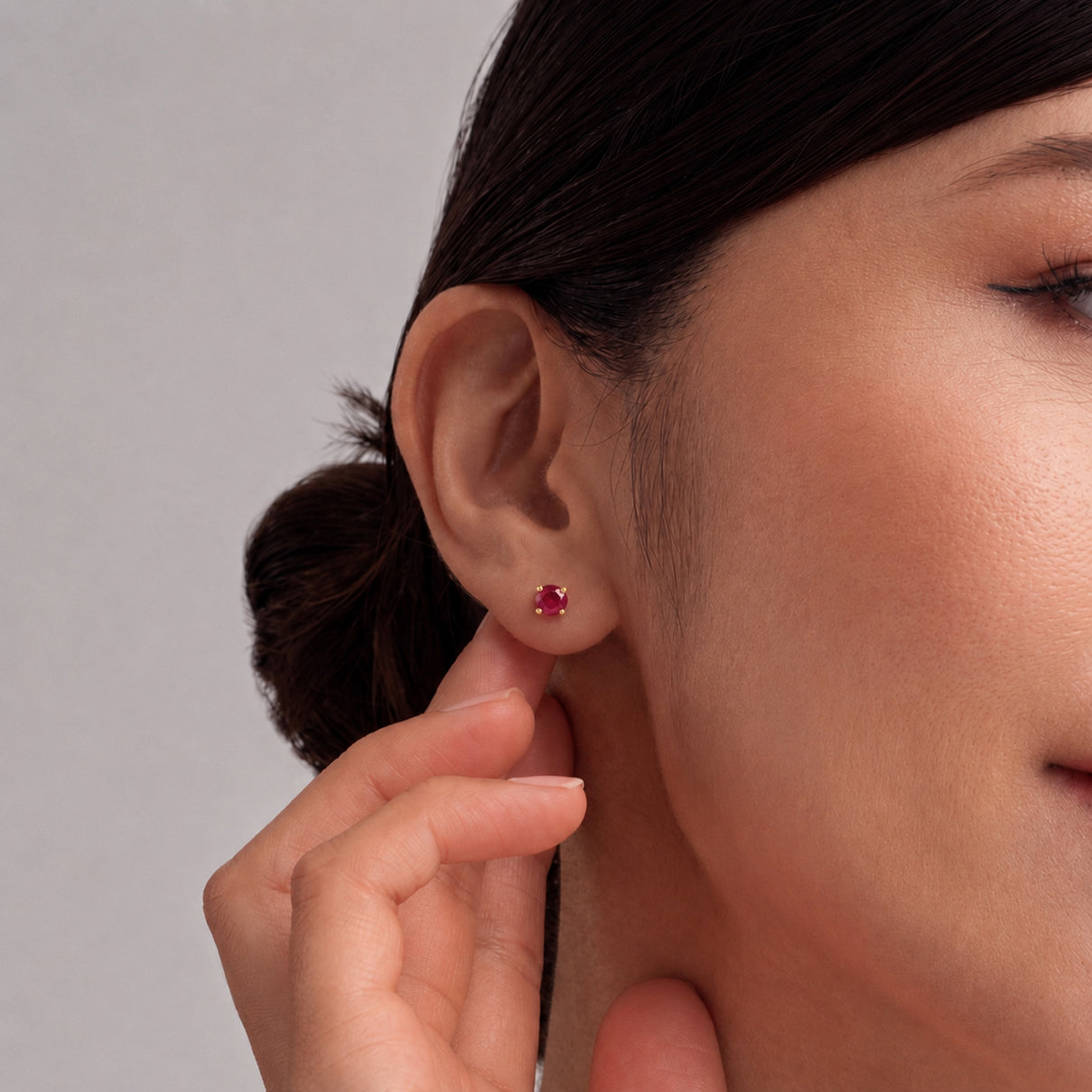 African Ruby Solitaire Stud Earrings with Push Back in 18K Vermeil Yellow Gold Plated Sterling SilverÂ  3599179 7