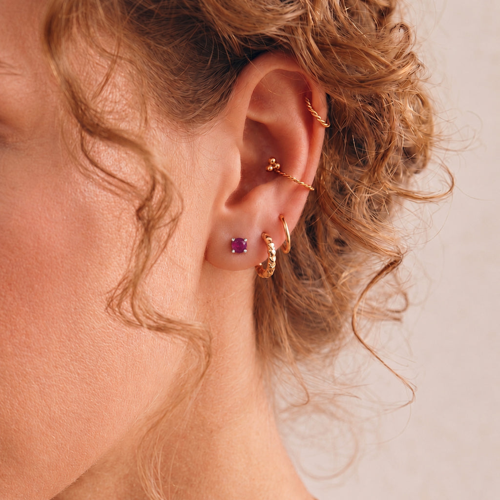 African Ruby Solitaire Stud Earrings with Push Back in Platinum Overlay Sterling Silver_3599180_2