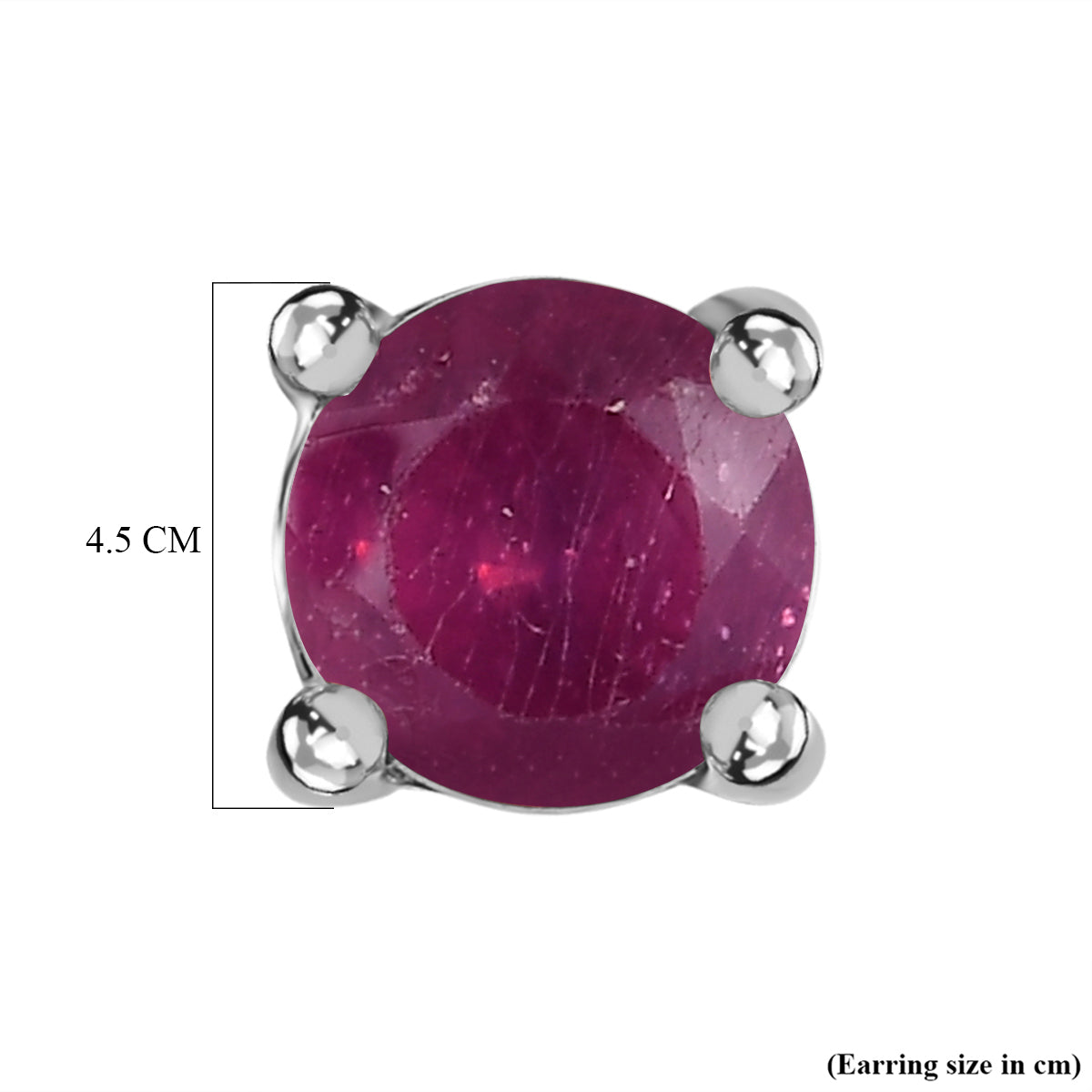 African Ruby Solitaire Stud Earrings with Push Back in Platinum Overlay Sterling SilverÂ  3599180 5