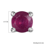 African Ruby Solitaire Stud Earrings with Push Back in Platinum Overlay Sterling Silver_3599180_4