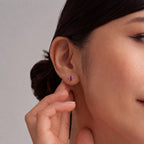 African Ruby Solitaire Stud Earrings with Push Back in Platinum Overlay Sterling Silver_3599180_6