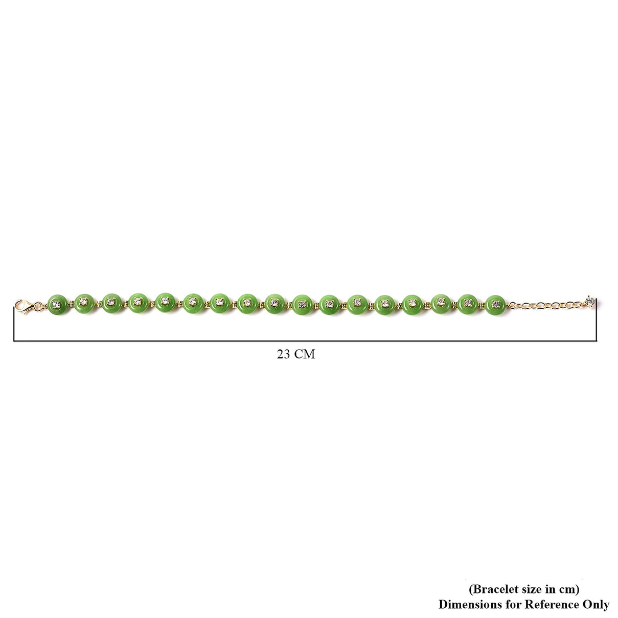 36.7 Ct. Green Jade and Natural Cambodian Zircon Bracelet in Yellow Gold Overlay Sterling Silver 3706665 6
