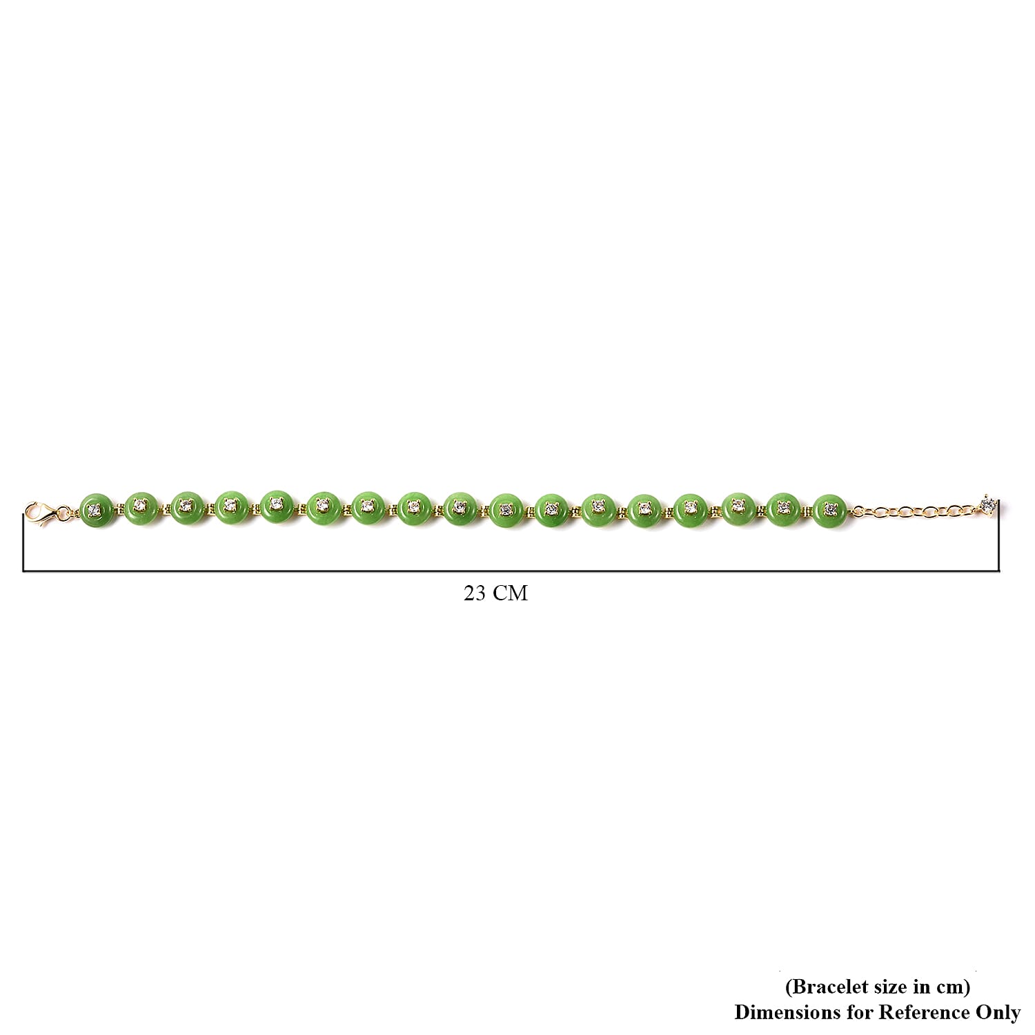 36.7 Ct. Green Jade and Natural Cambodian Zircon Bracelet in Yellow Gold Overlay Sterling Silver 3706665 6
