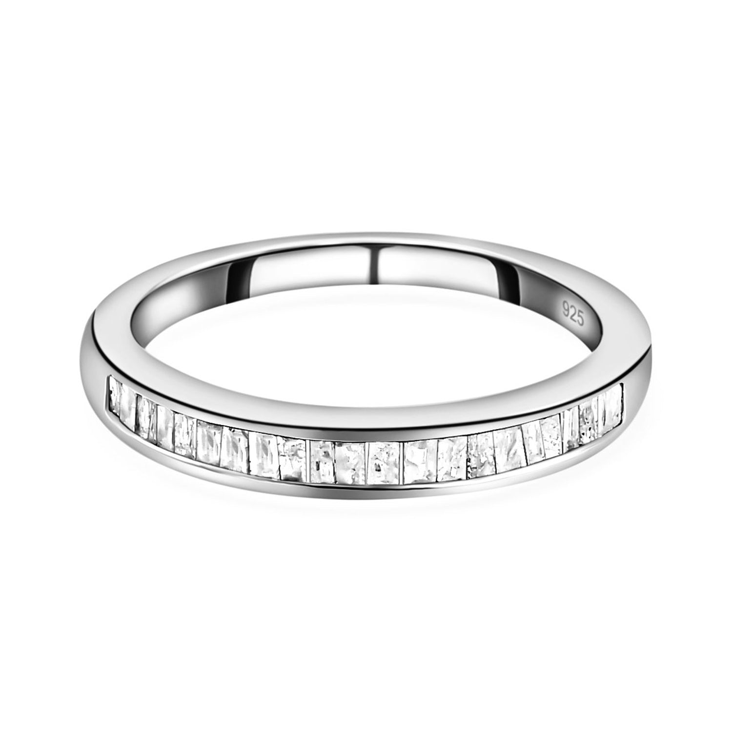 0.25 Ct Diamond Half Eternity Band Ring in Platinum Plated Sterling Silver V32519279 0