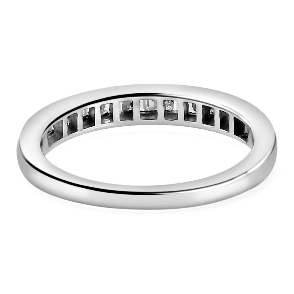 D'Joy - Natural Diamond (G-H) Half Eternity Band Ring in Platinum Overlay Sterling Silver 0.25 Ct._3604172_5
