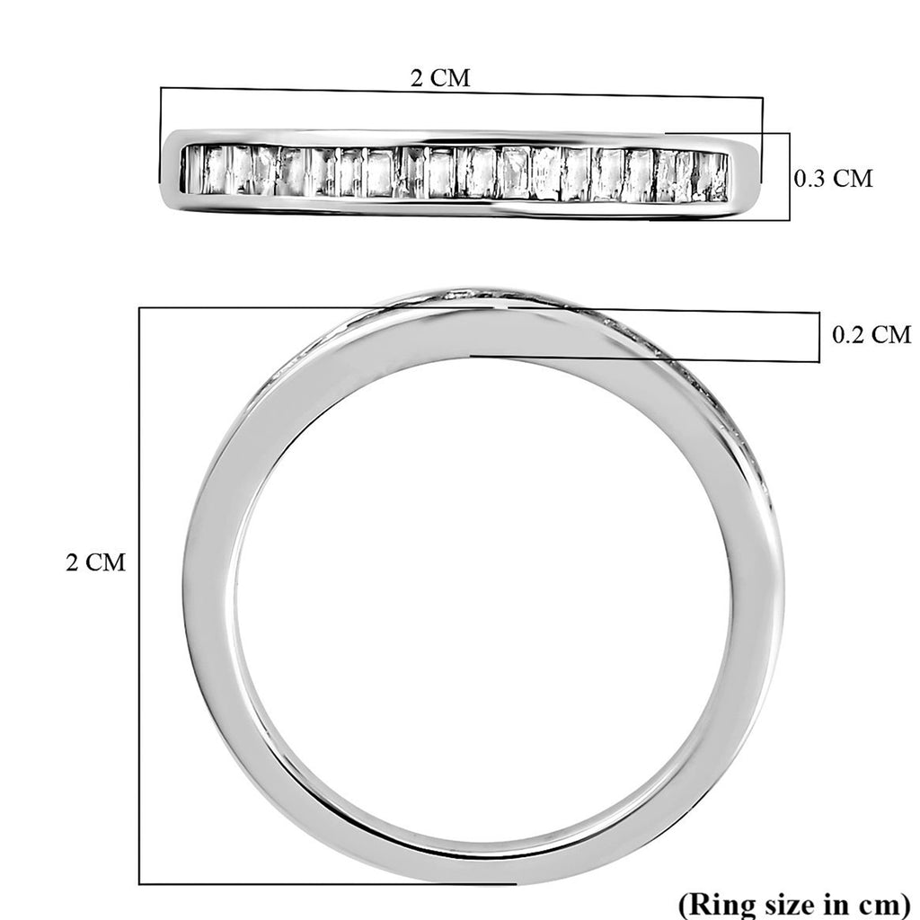 D'Joy - Natural Diamond (G-H) Half Eternity Band Ring in Platinum Overlay Sterling Silver 0.25 Ct._3604183_6