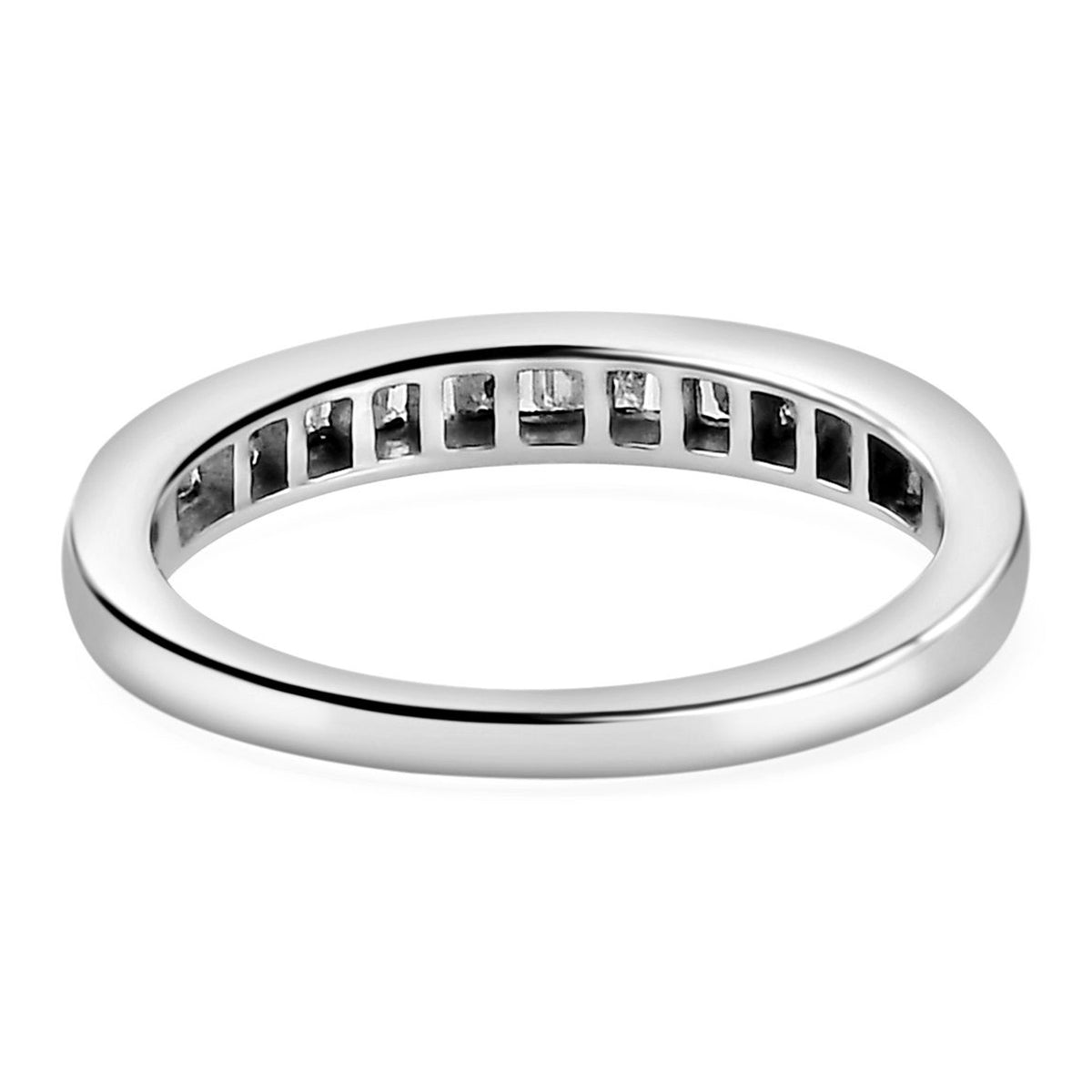 0.25 Ct Diamond Half Eternity Band Ring in Platinum Plated Sterling Silver V32528212 6