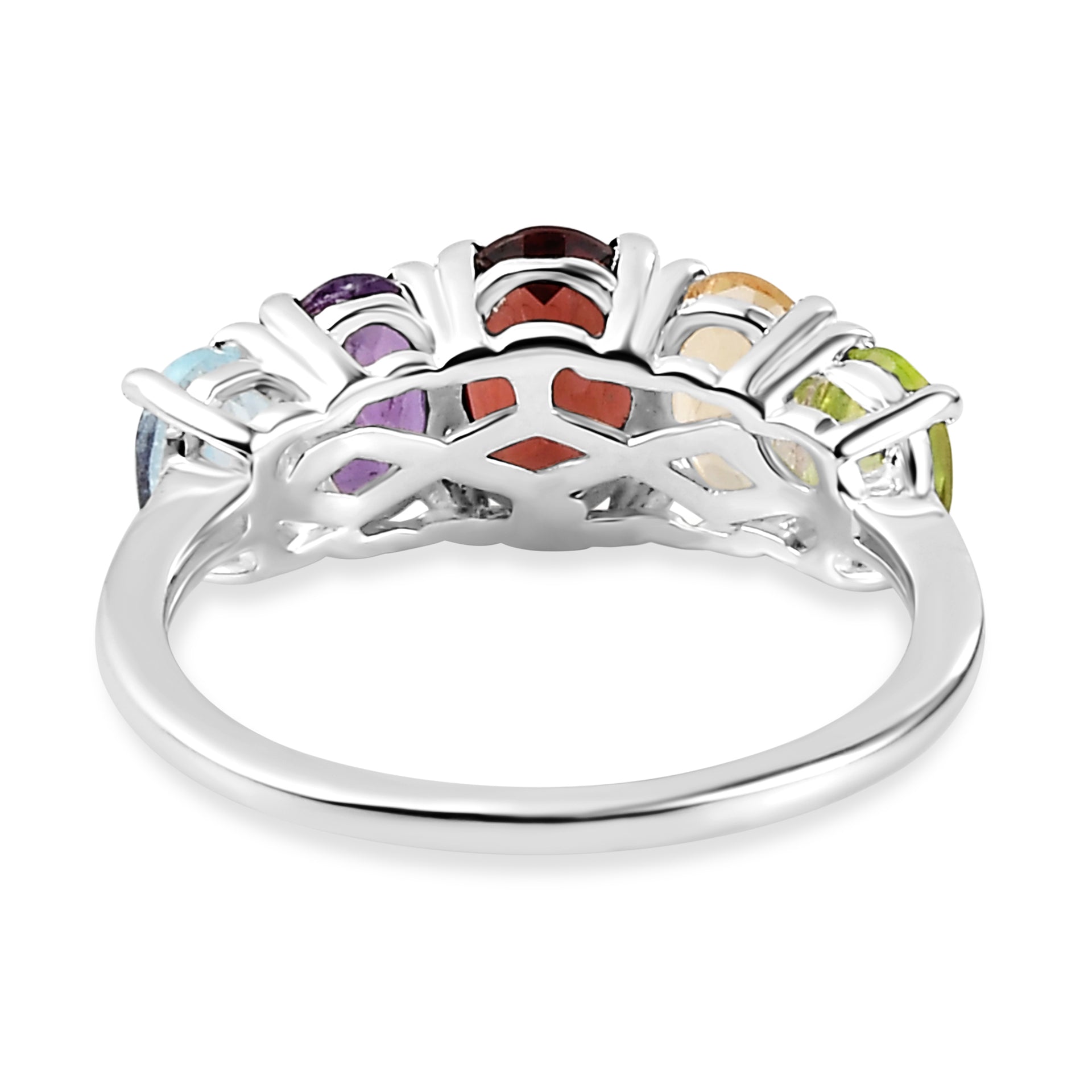 2.30 Ct Mozambique Garnet 5 Stone Ring in Sterling Silver 3605948 7