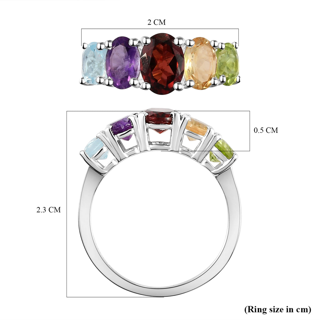 Mozambique Garnet, Amethyst & Multi Gemstone Five Stone Ring in Sterling Silver 2.17 Ct._3605948_7