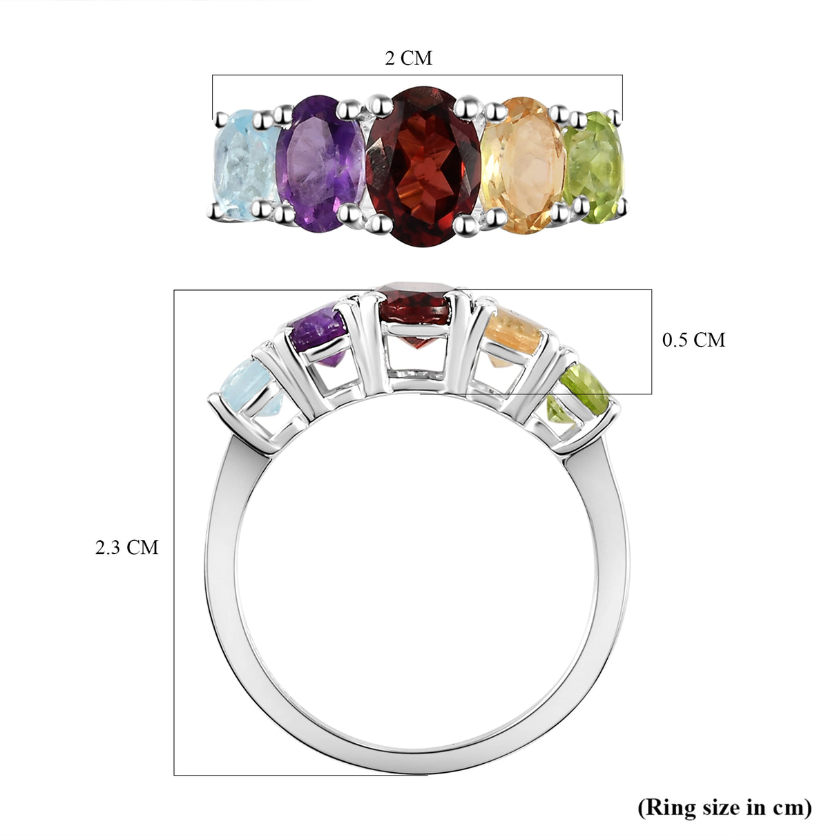 2.30 Ct Mozambique Garnet 5 Stone Ring in Sterling Silver 3605948 8