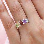Mozambique Garnet, Amethyst & Multi Gemstone Five Stone Ring in Sterling Silver 2.17 Ct.
