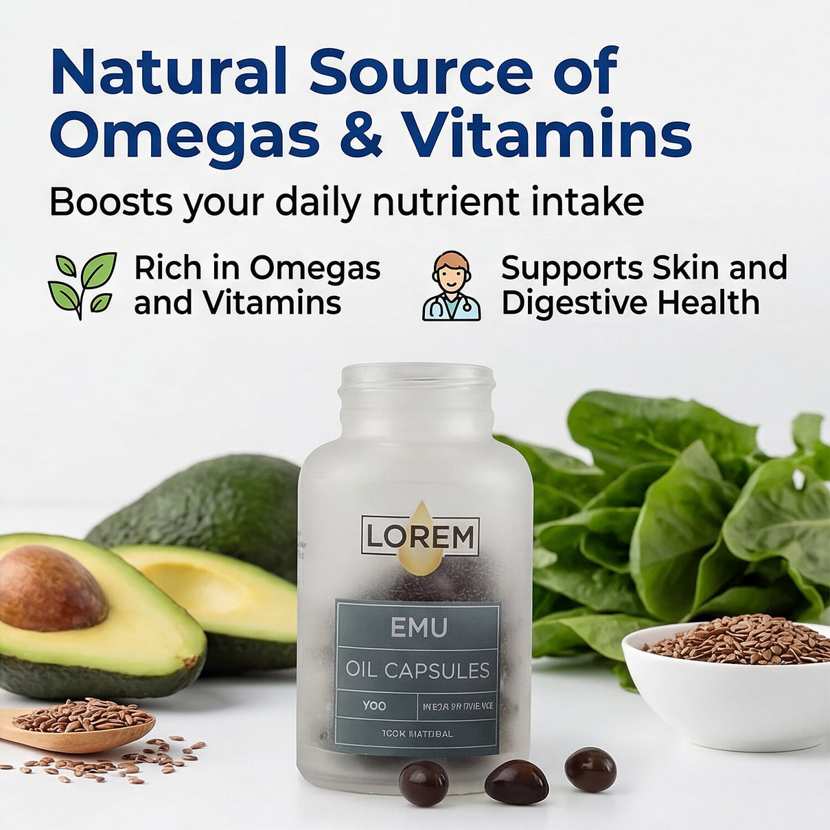 Lorem: Emu Oil Capsules - 60 Capsules 3624447 5