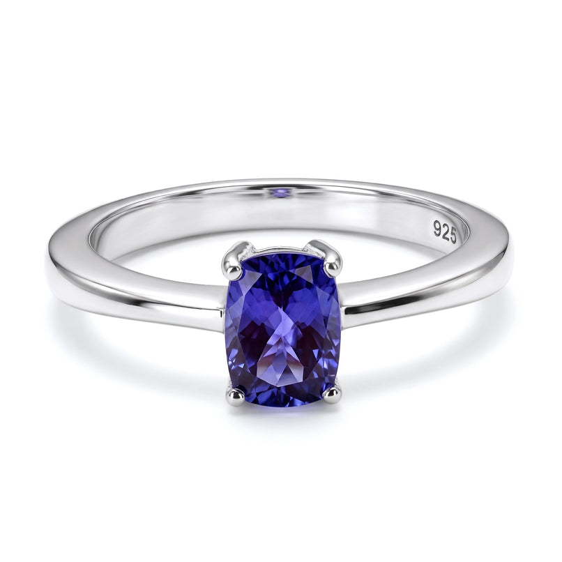 D'Joy - Premium Tanzanite Solitaire Ring in Platinum Overlay Sterling Silver 1.00 Ct._3629425