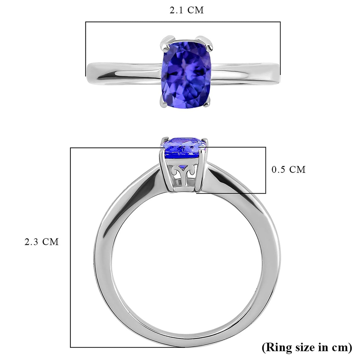 1 Carat Premium Tanzanite Solitaire Ring in Platinum Plated Sterling Silver 3629425 6