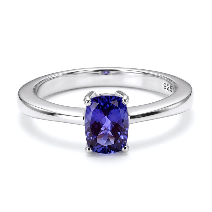 1 Carat Premium Tanzanite Solitaire Ring in Platinum Plated Sterling Silver 3629426 1